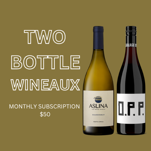 Two bottle wineaux monthly bottle subscription $50